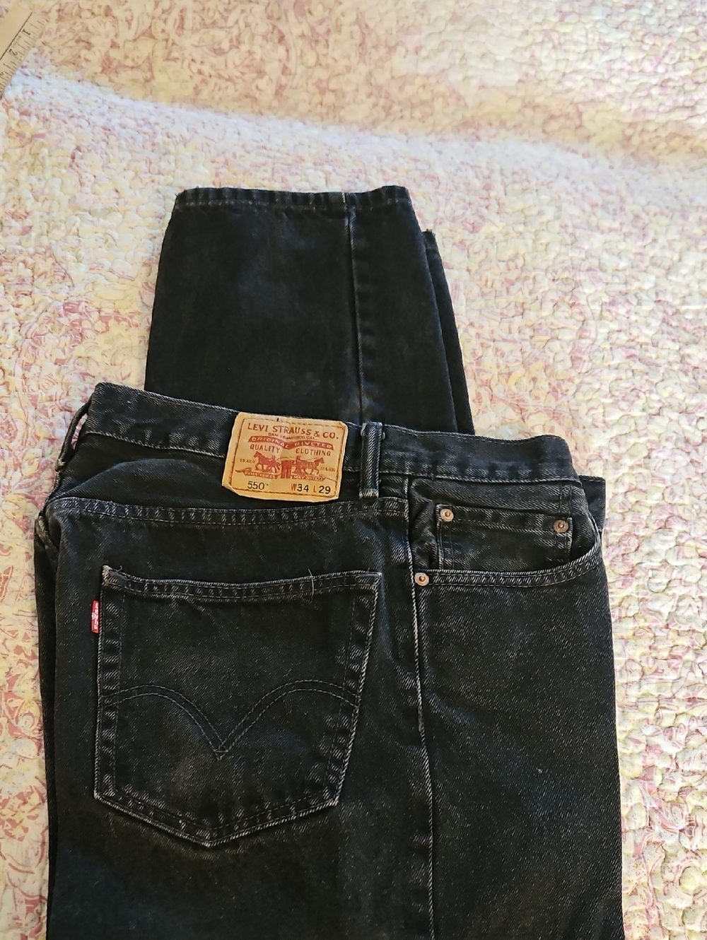 Levi's Black Denim Jeans with Tan Leather Patch